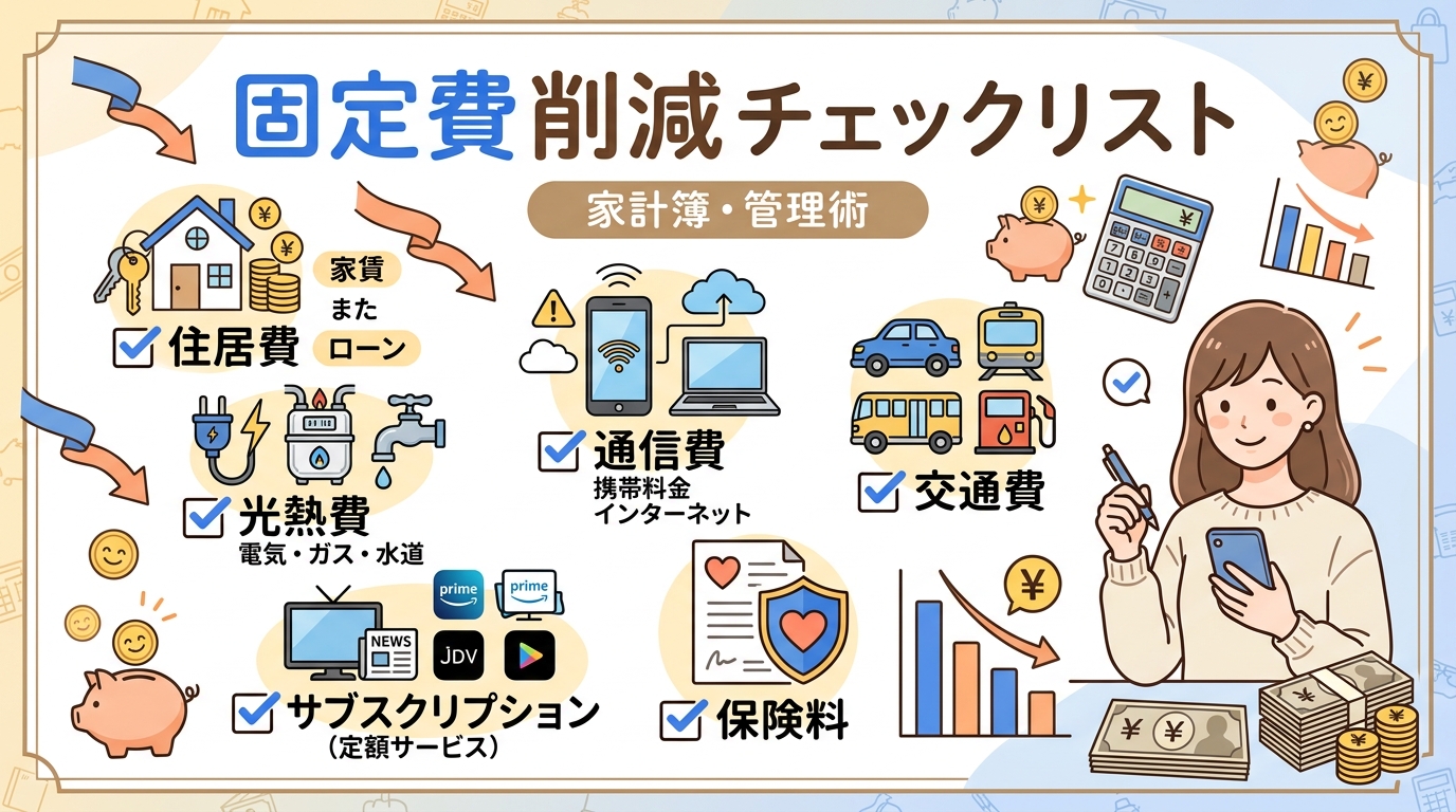 固定費 削減 チェックリスト アイキャッチ画像