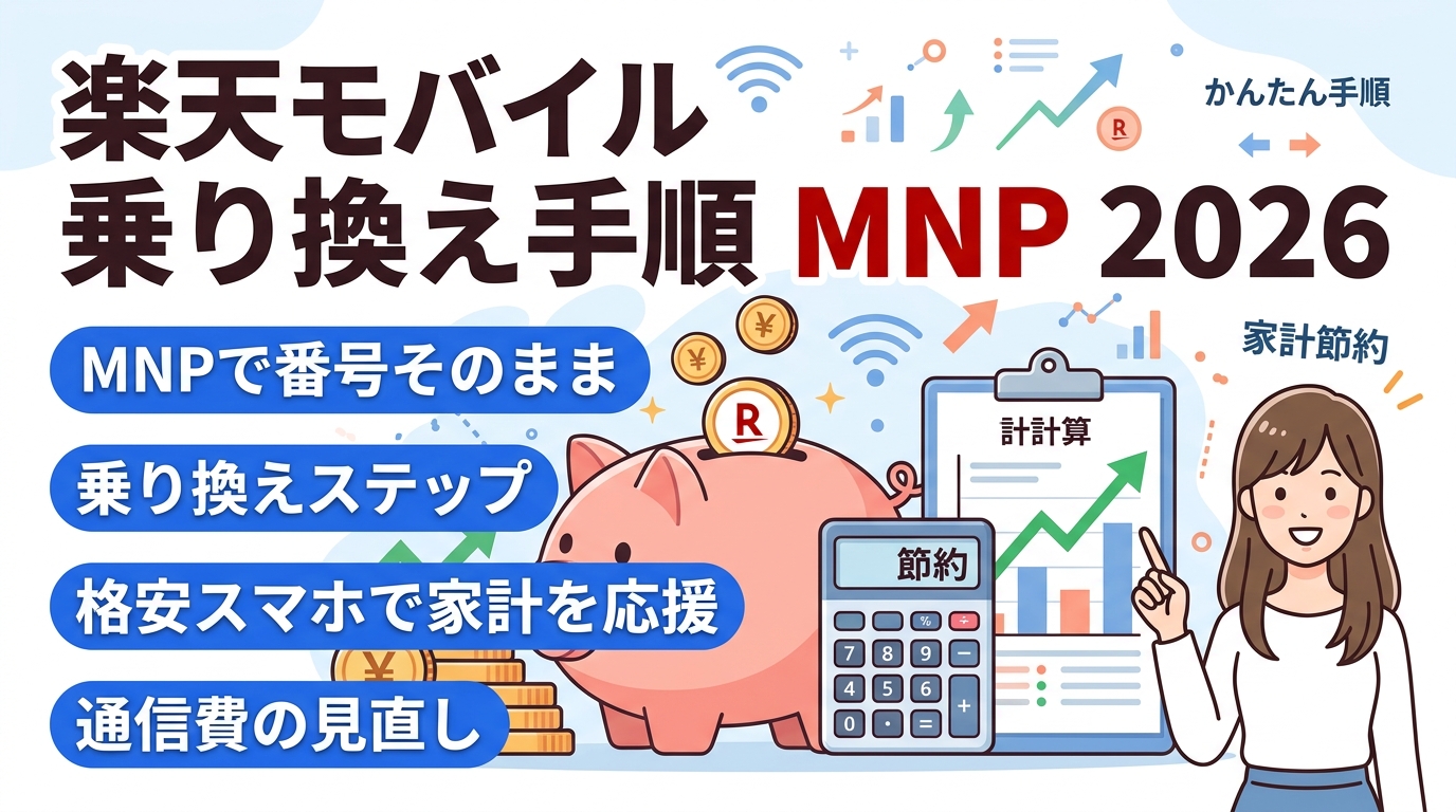 楽天モバイル 乗り換え 手順 MNP 2026 アイキャッチ画像