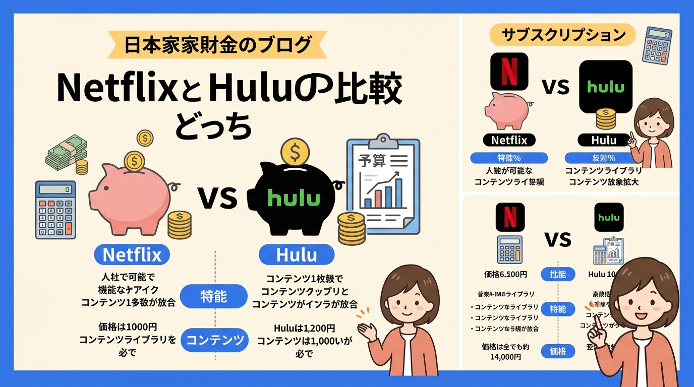 Netflix Hulu 比較 どっち アイキャッチ画像