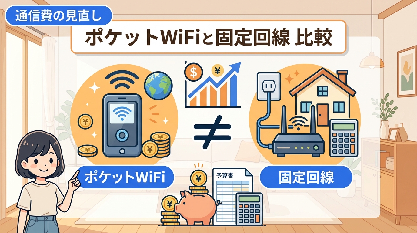 ポケットWiFi 固定回線 比較 アイキャッチ画像
