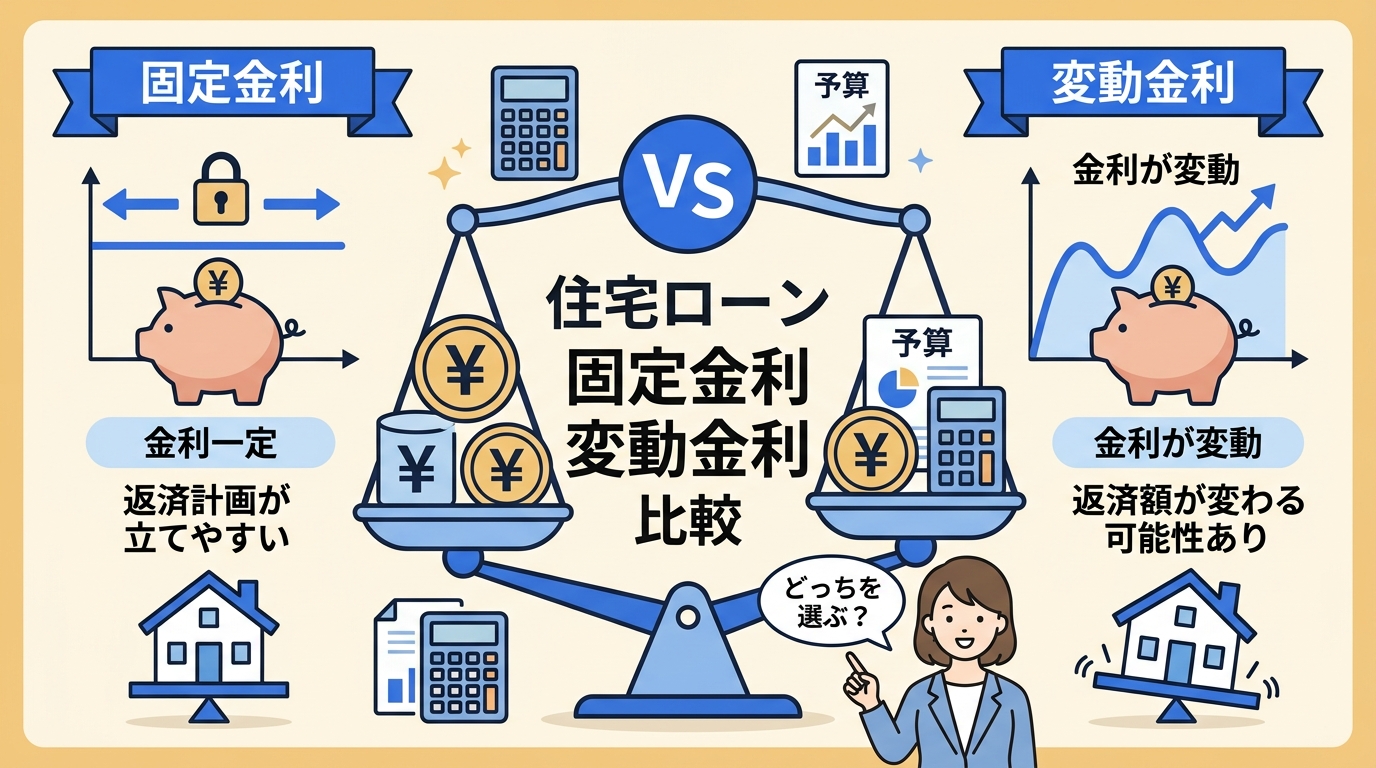 住宅ローン 固定金利 変動金利 比較 アイキャッチ画像